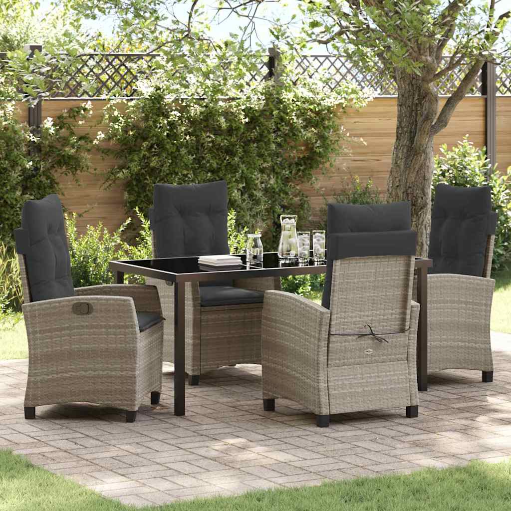 vidaXL Garden Dining Set with Cushions 3 pcs Black Poly Rattan