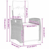 vidaXL Tuin Eettafel Set met kussen 3 pcs Zwart poly rattan