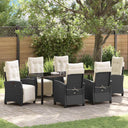 vidaXL Tuin Eettafel Set met kussen 3 pcs Zwart poly rattan