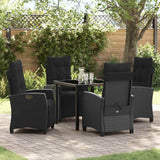 vidaXL Tuin Eettafel Set met kussen 3 pcs Zwart poly rattan
