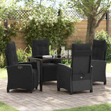 vidaXL Tuin Eettafel Set met kussen 3 pcs Zwart poly rattan