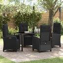 vidaXL Tuin Eettafel Set met kussen 3 pcs Zwart poly rattan