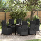 vidaXL Tuin Eettafel Set met kussen 3 pcs Zwart poly rattan