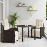 vidaXL Tuin Eettafel Set met kussen 3 pcs Zwart poly rattan