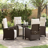 vidaXL Tuin Eettafel Set met kussen 3 pcs Zwart poly rattan