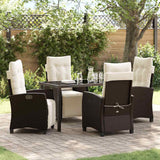 vidaXL Tuin Eettafel Set met kussen 3 pcs Zwart poly rattan