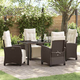 vidaXL Tuin Eettafel Set met kussen 3 pcs Zwart poly rattan