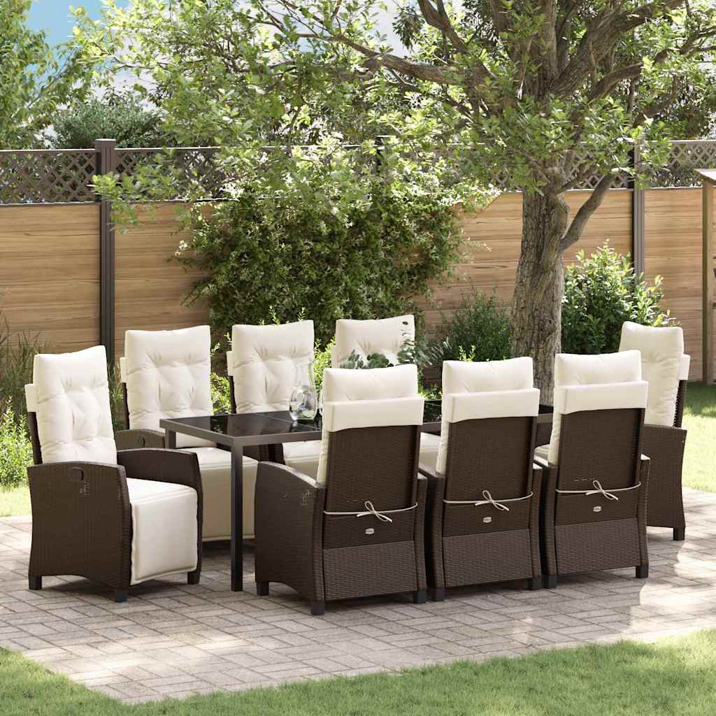 vidaXL Tuin Eettafel Set met kussen 3 pcs Zwart poly rattan