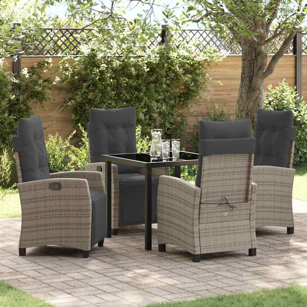 vidaXL Tuin Eettafel Set met kussen 3 pcs Zwart poly rattan