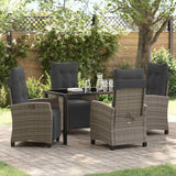 vidaXL Tuin Eettafel Set met kussen 3 pcs Zwart poly rattan