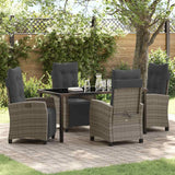 vidaXL Tuin Eettafel Set met kussen 3 pcs Zwart poly rattan