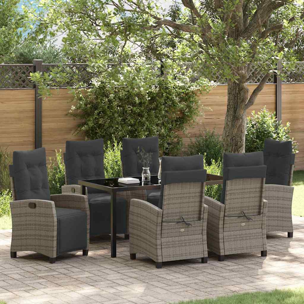 vidaXL Tuin Eettafel Set met kussen 3 pcs Zwart poly rattan
