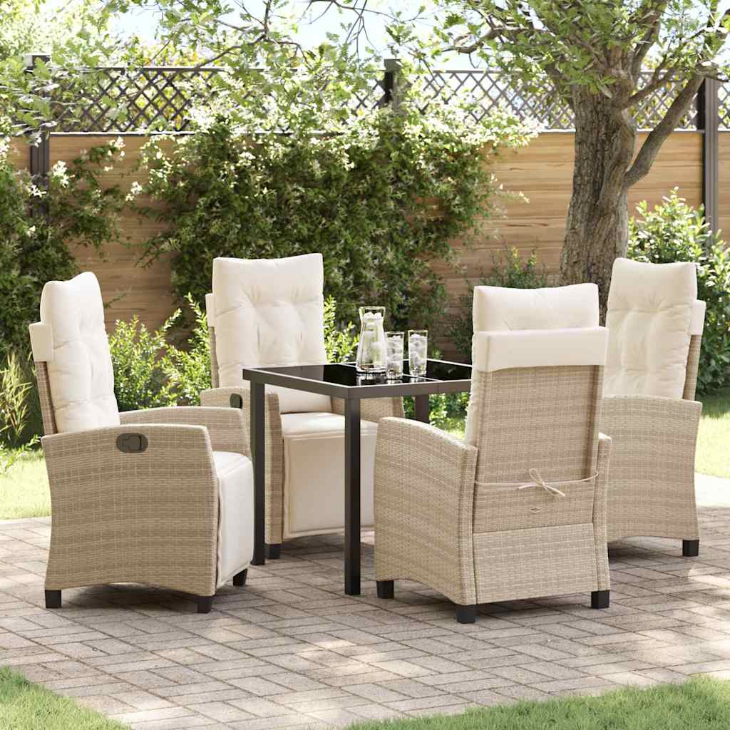 vidaXL Tuin Eettafel Set met kussen 3 pcs Zwart poly rattan