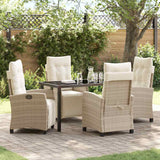vidaXL Tuin Eettafel Set met kussen 3 pcs Zwart poly rattan