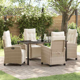 vidaXL Tuin Eettafel Set met kussen 3 pcs Zwart poly rattan