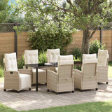vidaXL Tuin Eettafel Set met kussen 3 pcs Zwart poly rattan
