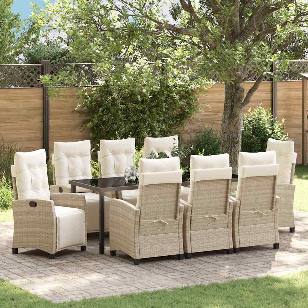 vidaXL Tuin Eettafel Set met kussen 3 pcs Zwart poly rattan