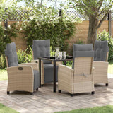 vidaXL Tuin Eettafel Set met kussen 3 pcs Zwart poly rattan
