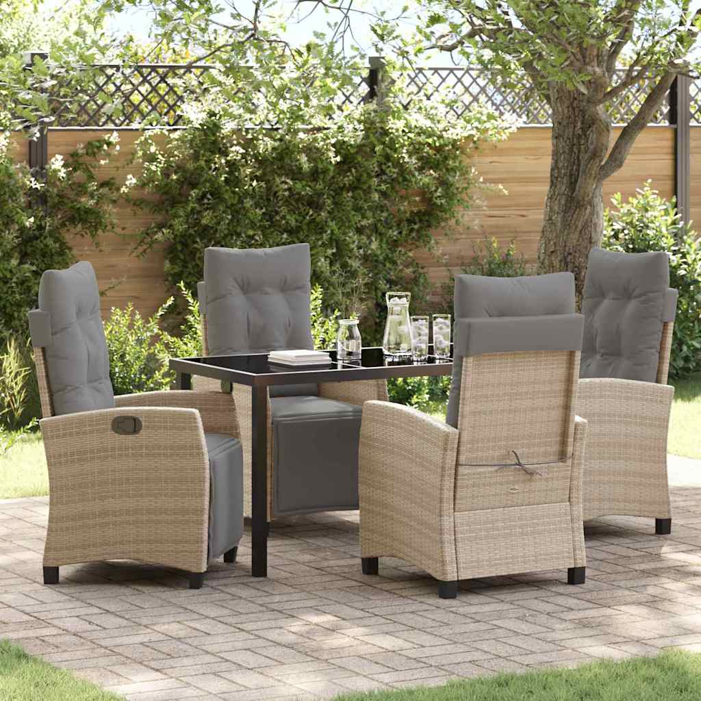 vidaXL Tuin Eettafel Set met kussen 3 pcs Zwart poly rattan