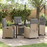 vidaXL Tuin Eettafel Set met kussen 3 pcs Zwart poly rattan