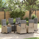 vidaXL Tuin Eettafel Set met kussen 3 pcs Zwart poly rattan