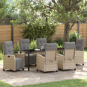 vidaXL Tuin Eettafel Set met kussen 3 pcs Zwart poly rattan