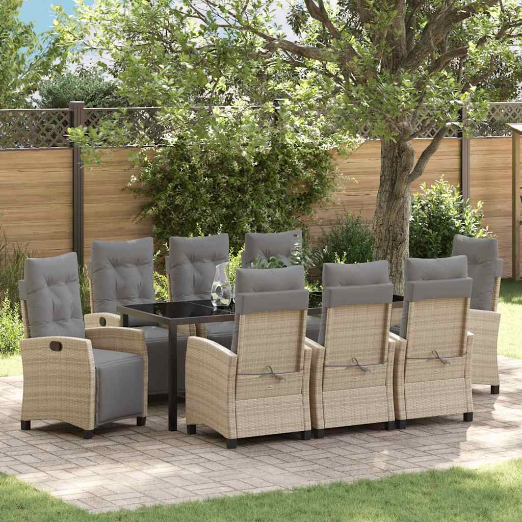 vidaXL Tuin Eettafel Set met kussen 3 pcs Zwart poly rattan