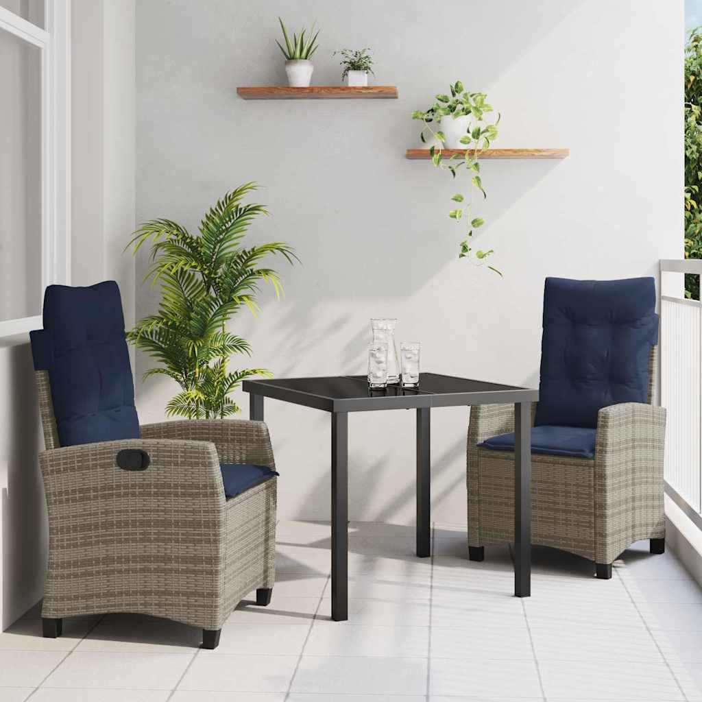 vidaXL Garden Dining Set with cushions 5 pcs Grey poly rattan