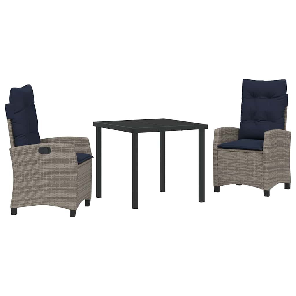 vidaXL Garden Dining Set with cushions 5 pcs Grey poly rattan