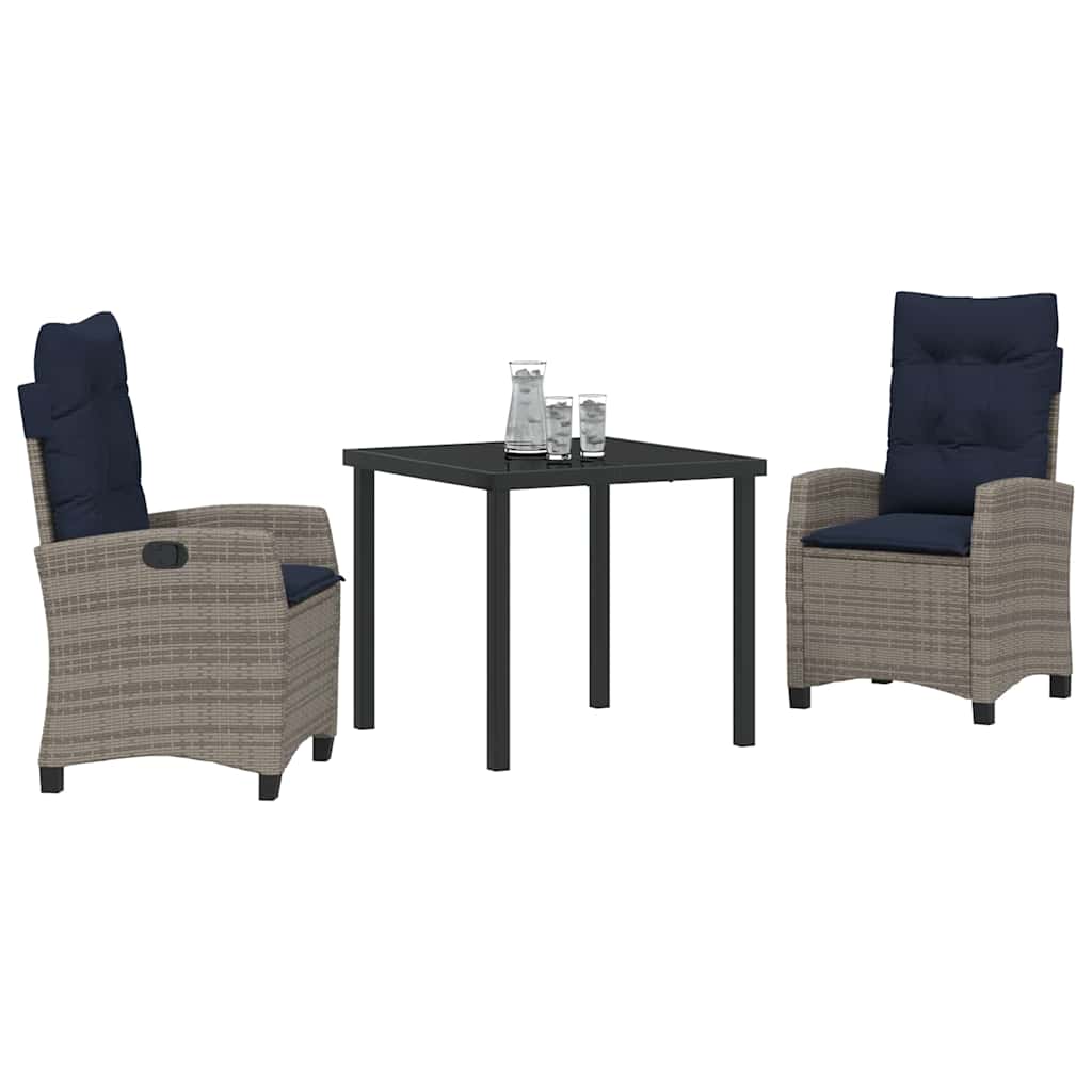 vidaXL Garden Dining Set with cushions 5 pcs Grey poly rattan