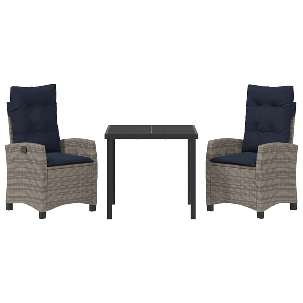 vidaXL Garden Dining Set with cushions 5 pcs Grey poly rattan