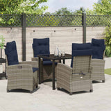 vidaXL Garden Dining Set with cushions 5 pcs Grey poly rattan