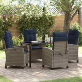 vidaXL Garden Dining Set with cushions 5 pcs Grey poly rattan