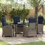 vidaXL Garden Dining Set with cushions 5 pcs Grey poly rattan