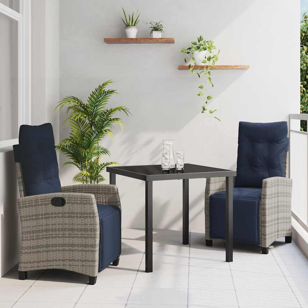 vidaXL Garden Dining Set with cushions 5 pcs Grey poly rattan