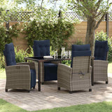 vidaXL Garden Dining Set with cushions 5 pcs Grey poly rattan