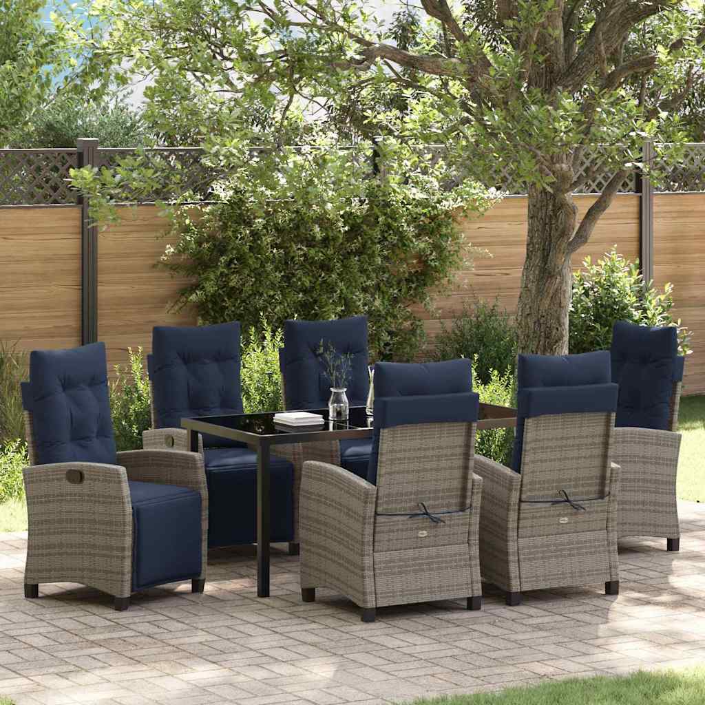 vidaXL Garden Dining Set with cushions 5 pcs Grey poly rattan