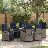 vidaXL Garden Dining Set with cushions 5 pcs Grey poly rattan