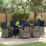 vidaXL Garden Dining Set with cushions 5 pcs Grey poly rattan