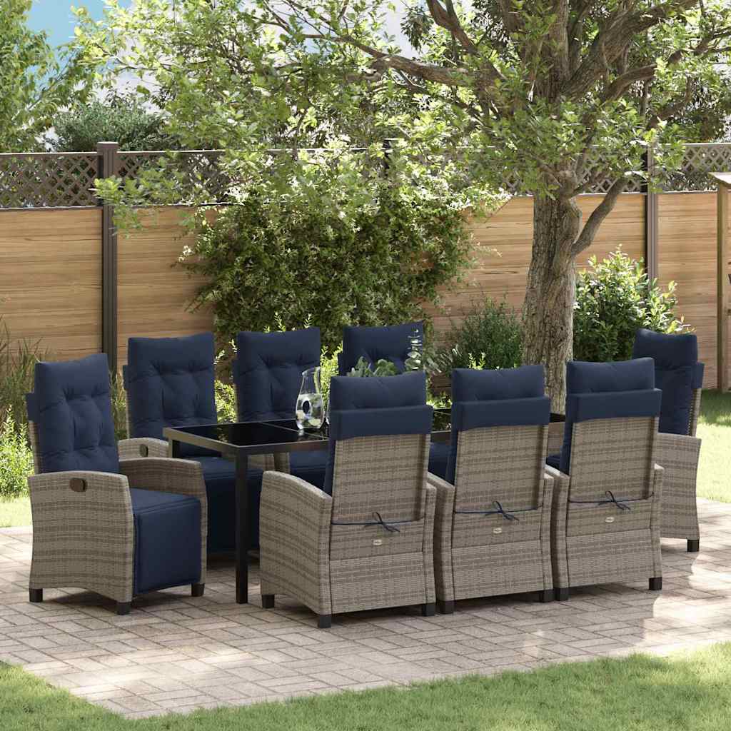 vidaXL Garden Dining Set with cushions 5 pcs Grey poly rattan