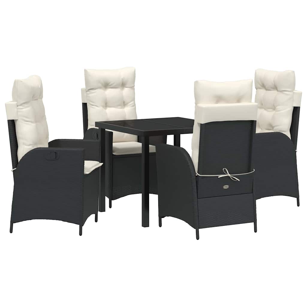 vidaXL Garden Dining Set with cushions 3 pcs Black poly rattan
