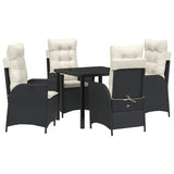 vidaXL Garden Dining Set with cushions 3 pcs Black poly rattan