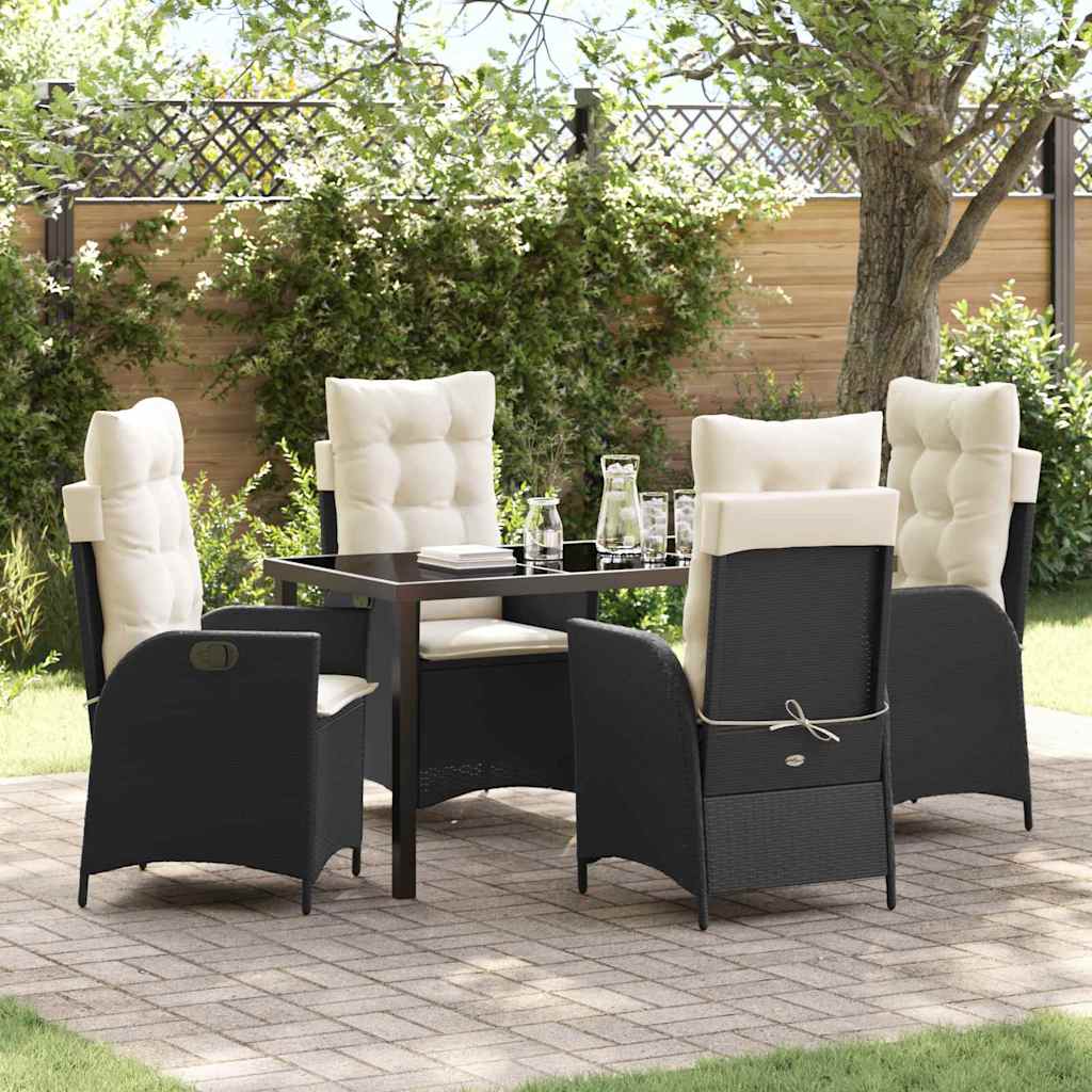 vidaXL Garden Dining Set with cushions 3 pcs Black poly rattan