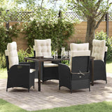 vidaXL Garden Dining Set with cushions 3 pcs Black poly rattan
