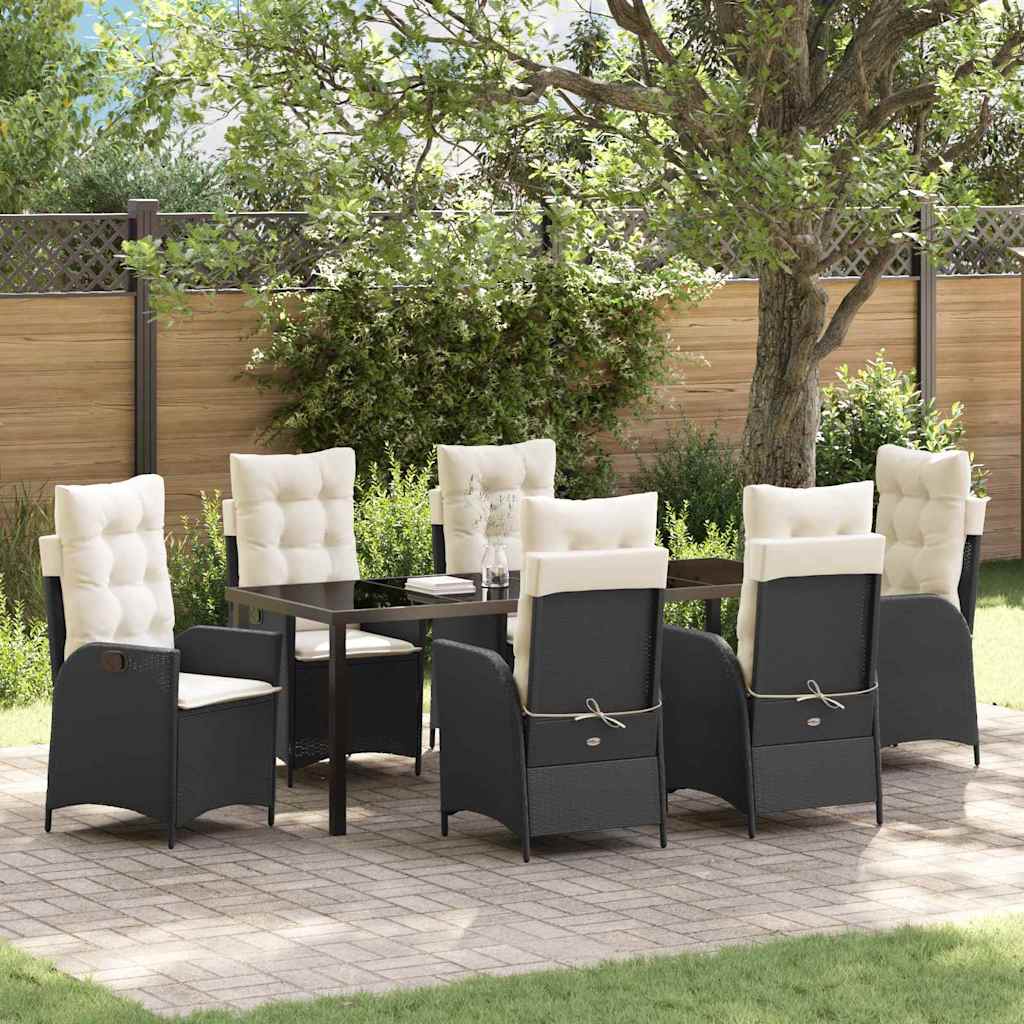 vidaXL Garden Dining Set with cushions 3 pcs Black poly rattan