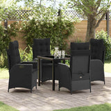 vidaXL Garden Dining Set with cushions 3 pcs Black poly rattan