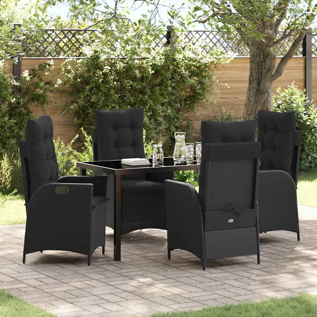 vidaXL Garden Dining Set with cushions 3 pcs Black poly rattan