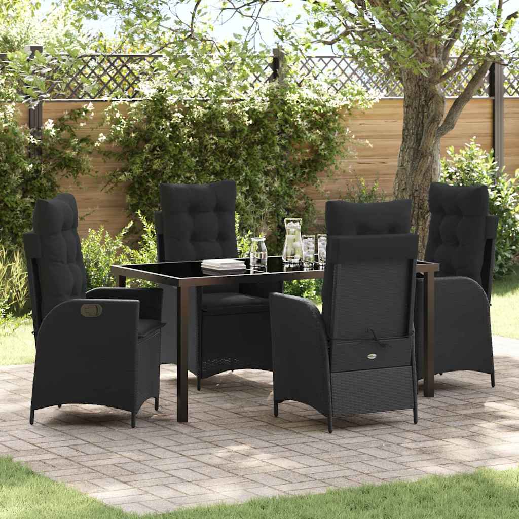 vidaXL Garden Dining Set with cushions 3 pcs Black poly rattan