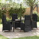 vidaXL Garden Dining Set with cushions 3 pcs Black poly rattan