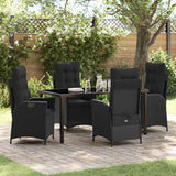 vidaXL Garden Dining Set with cushions 3 pcs Black poly rattan